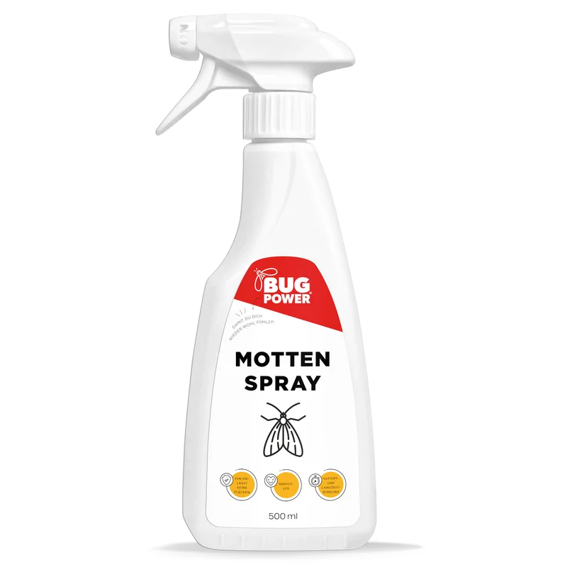 BugPower Mottenspray gegen Kleider- & Lebensmittelmotten - mit Knock-down-Effekt