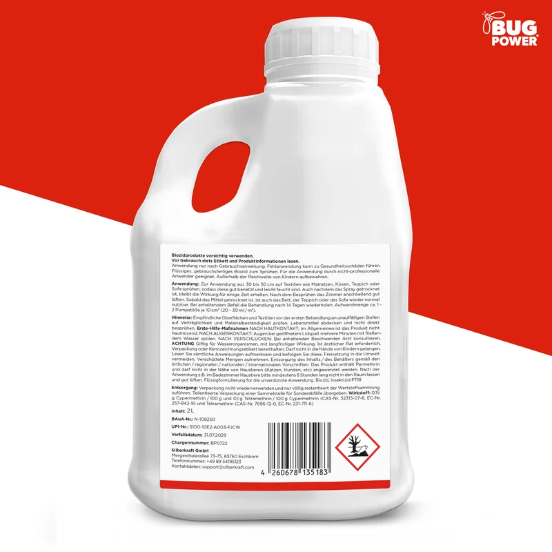 BugPower Bettwanzen Spray - effektiv gegen Bettwanzen und deren Larven