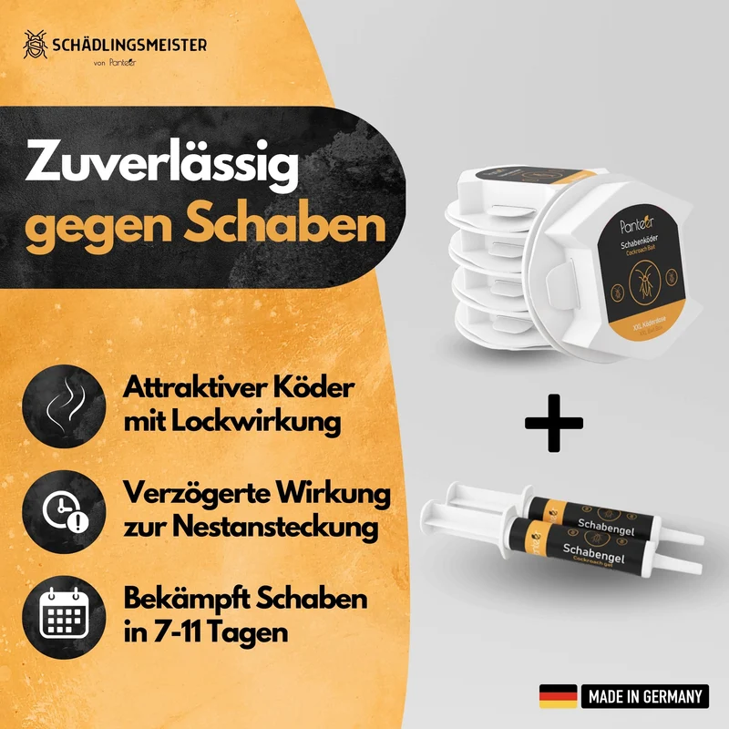 Schaben Komplettlösung - 2 x 10g Schabengel und 5 XXL Köderdosen (AMP 9 RB)