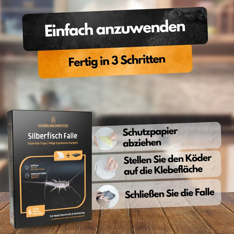 Silberfisch Falle - 6 Stück - Inkl. Köder - Zwei Fallen System - Monitoringfalle