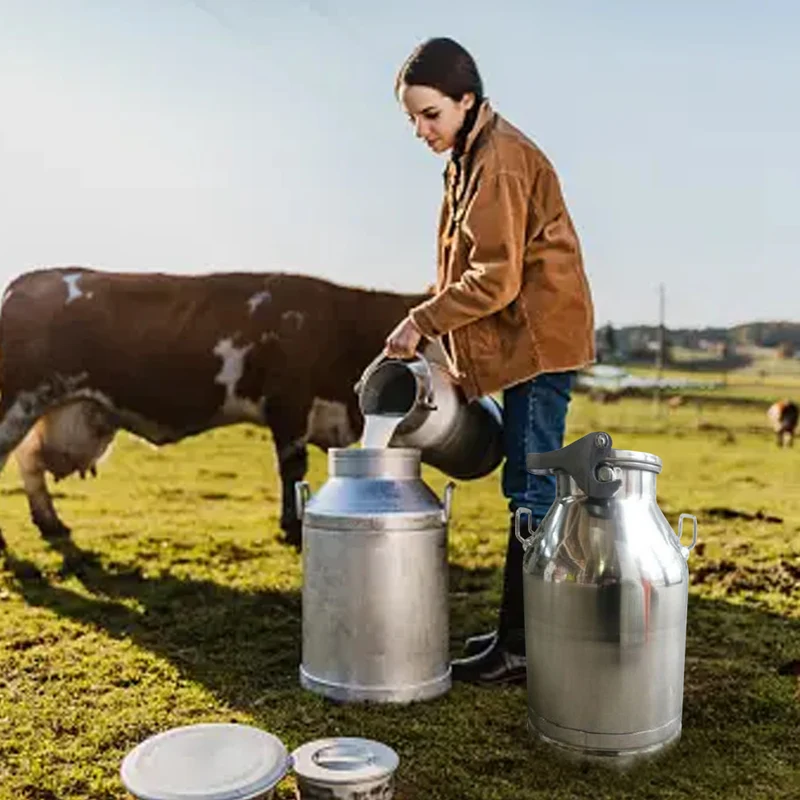 Bidone Del Latte in Acciaio Inox con Coperchio e Chiusura a Leva 30l