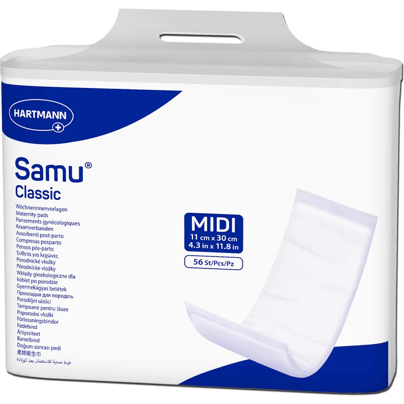 Samu Classic Midi Wöchnerinnen-Vorlagen Wochenbettbinden für die Zeit nach der Geburt, 56 St. Einlagen