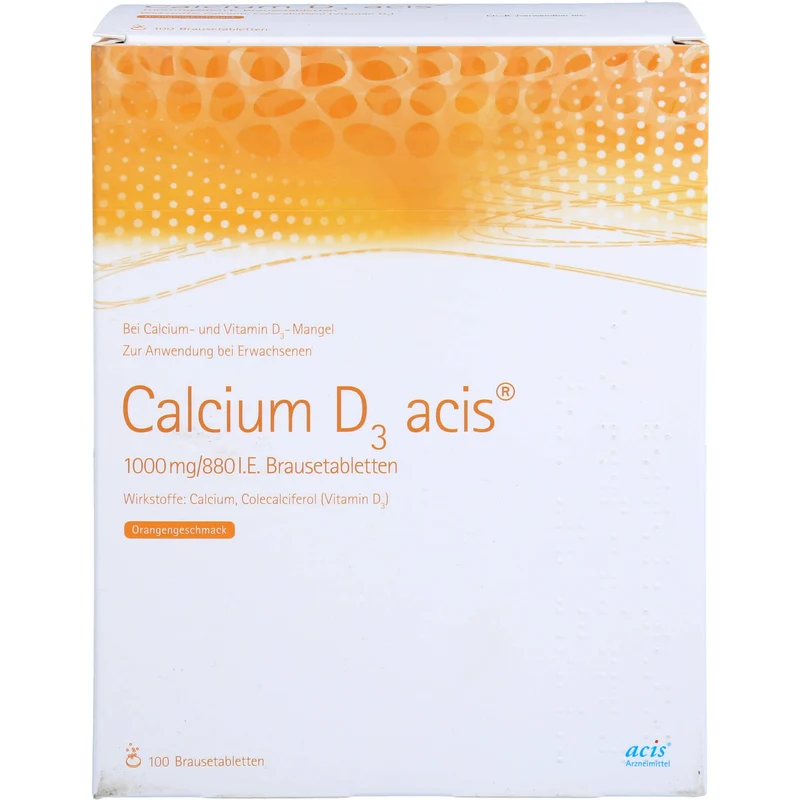 Calcium D3 acis 1000 mg/880 I.E. Brausetabletten mit Orangengeschmack, 100 St. Tabletten