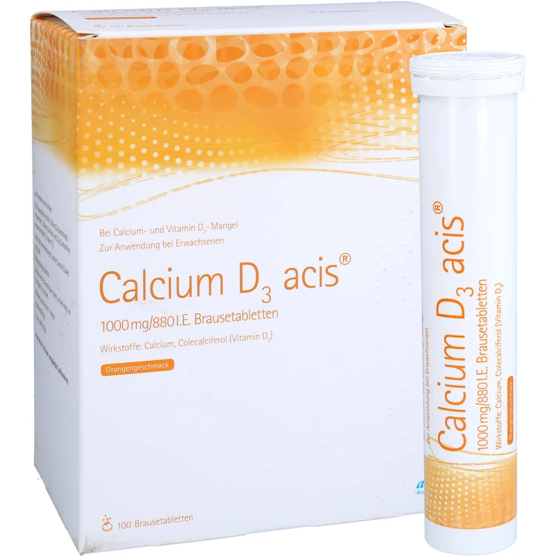 Calcium D3 acis 1000 mg/880 I.E. Brausetabletten mit Orangengeschmack, 100 St. Tabletten