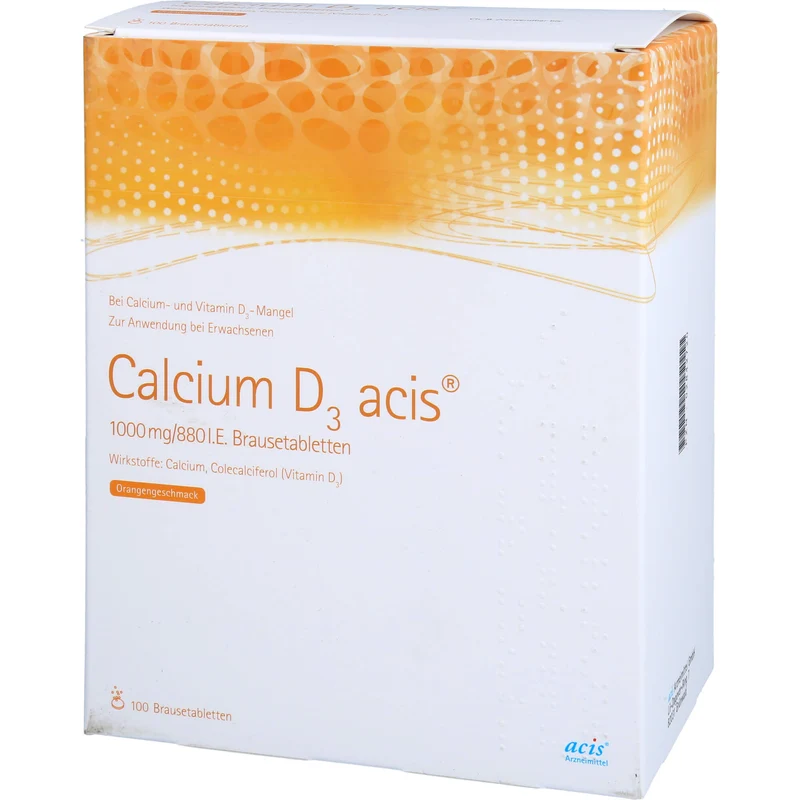 Calcium D3 acis 1000 mg/880 I.E. Brausetabletten mit Orangengeschmack, 100 St. Tabletten