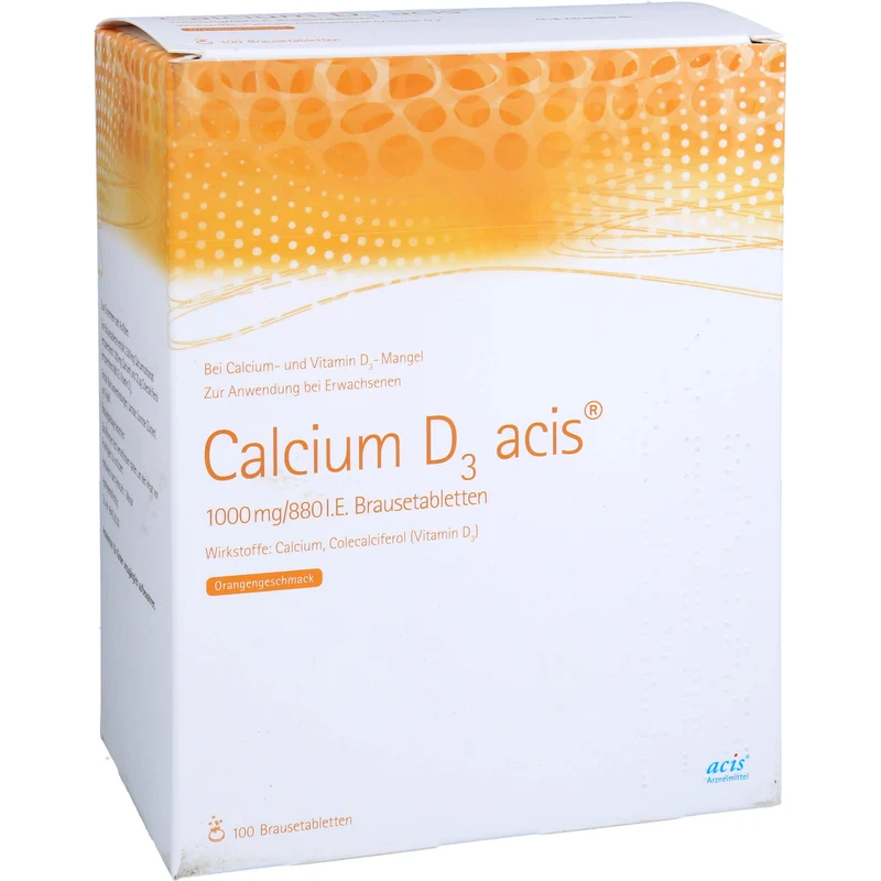 Calcium D3 acis 1000 mg/880 I.E. Brausetabletten mit Orangengeschmack, 100 St. Tabletten