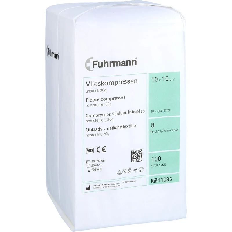 Vlieskompressen 10x10cm 8lagig 30gr unsteril, 100 St KOM