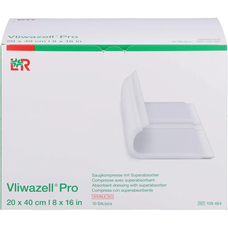 Vliwazell Pro superabsorb. steril 20x40 cm, 10 St KOM