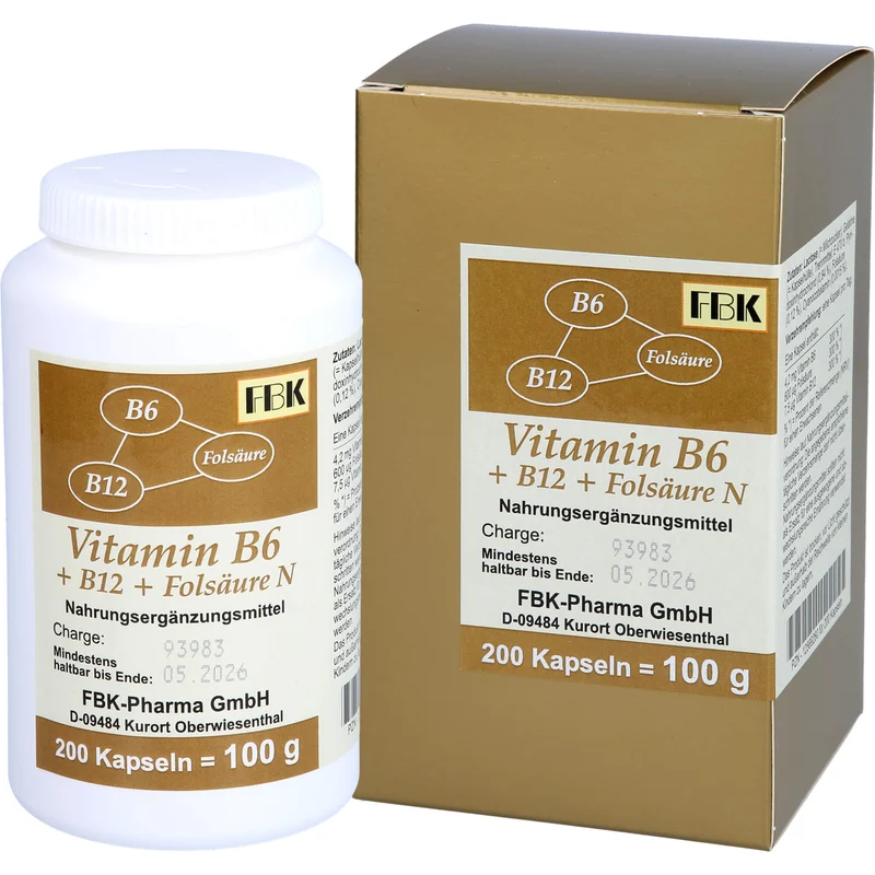 Vitamin B 6 + B 12 + Folsäure N Kapseln, 200 St KAP