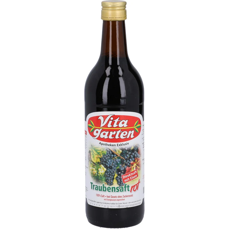 Vitagarten Roter Traubensaft + Eisenzusatz, 750 ml SAF