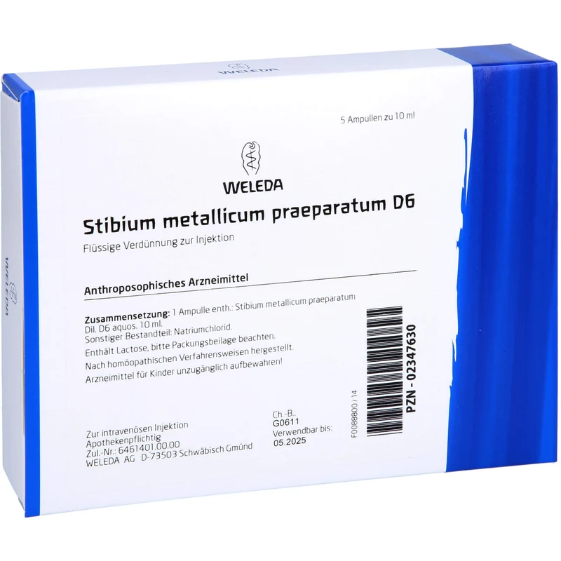 Stibium met. praep. D6 Weleda Amp., 5X10 ml AMP