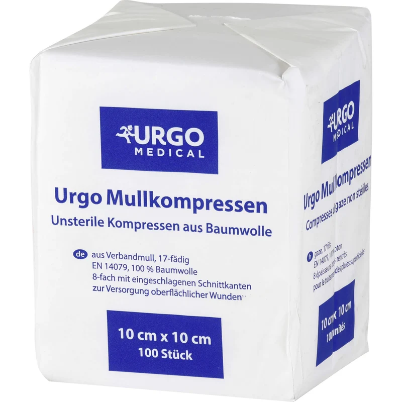 URGO MULLKOMPR 10X10CM, 100 St KOM