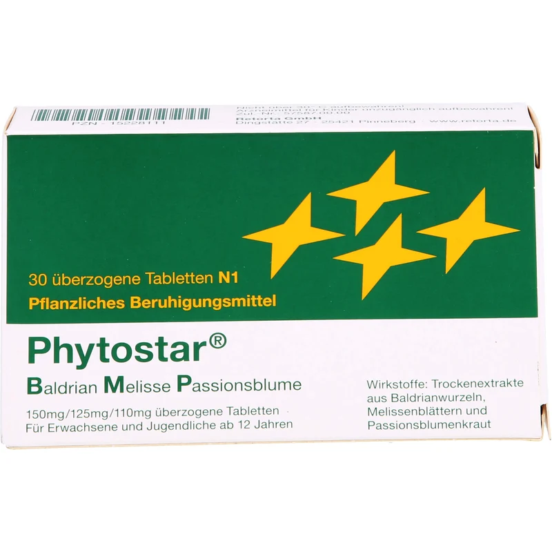 Phytostar Baldrian Melisse Passionsblume 150/125/110mg Tabletten pflanzliches Beruhigungsmittel, 30 St. Tabletten