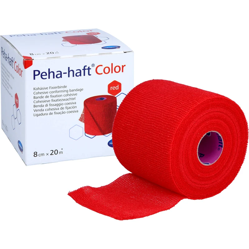 Peha-haft Color Fixierbinde latexfrei 8cmx20m rot, 1 St BIN
