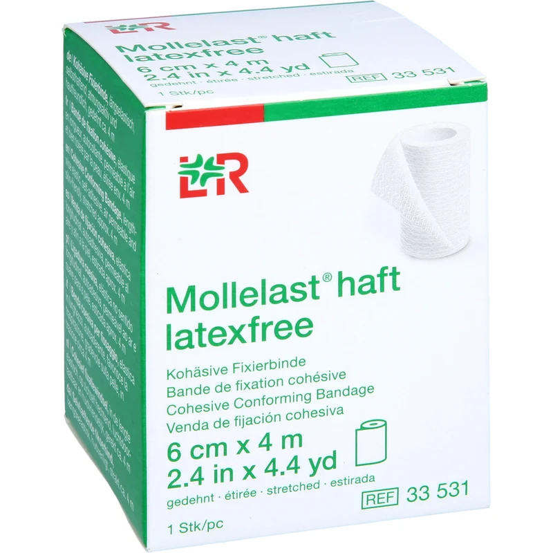 Mollelast haft latexfrei weiß 6cm x 4m gedehnt, 1 St BIN