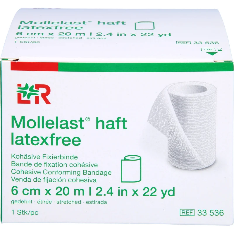 Mollelast haft latexfrei weiß 6cm x 20m gedehnt, 1 St BIN