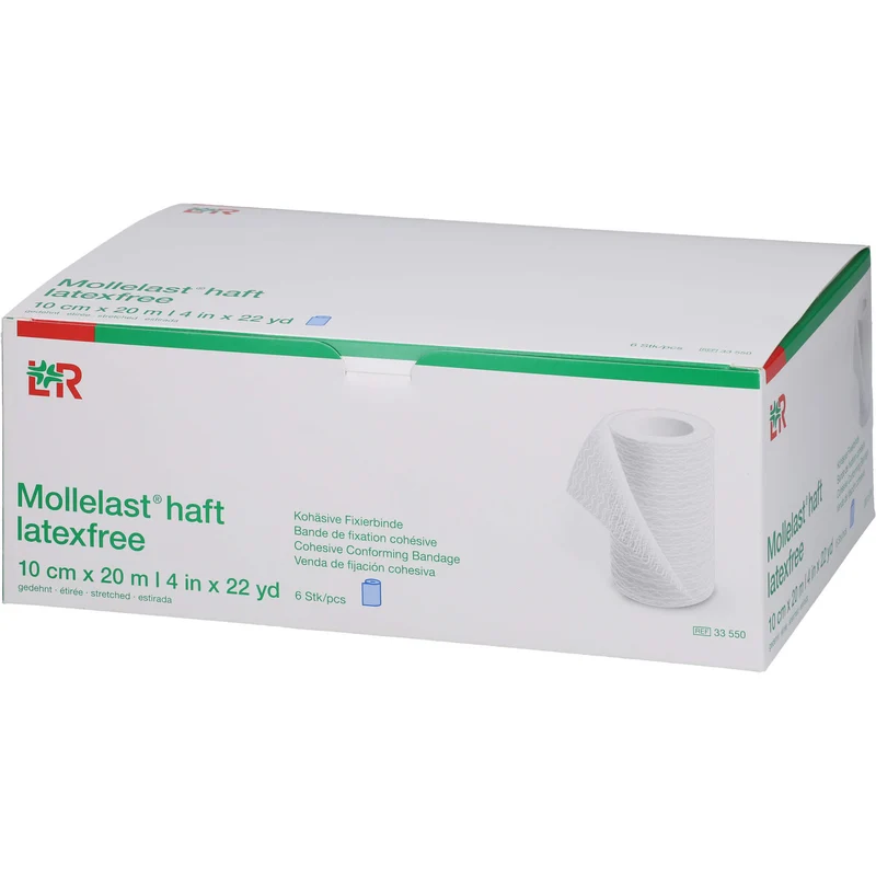 Mollelast haft latexfrei blau 10cm x 20m gedehnt, 6 St BIN