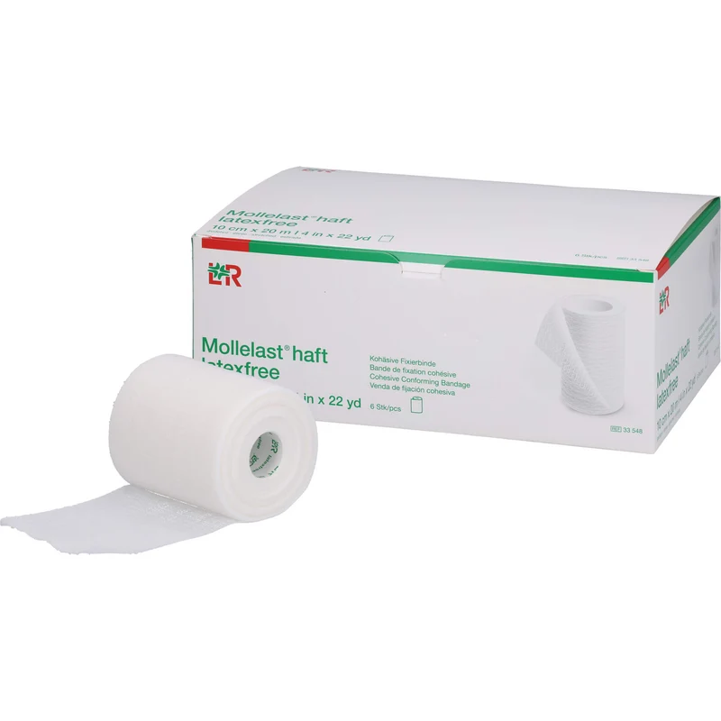 Mollelast haft latexfrei weiß 10cm x 20m gedehnt, 6 St BIN