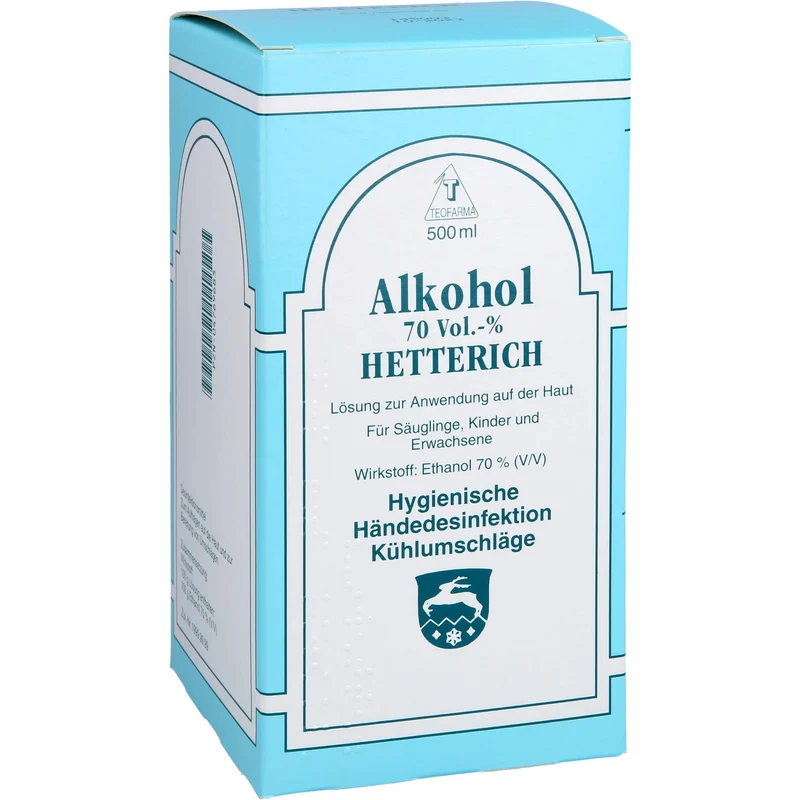 HETTERICH Alkohol 70 Vol.-% Lösung zur hygienischen Händedesinfektion, 500 ml Lösung