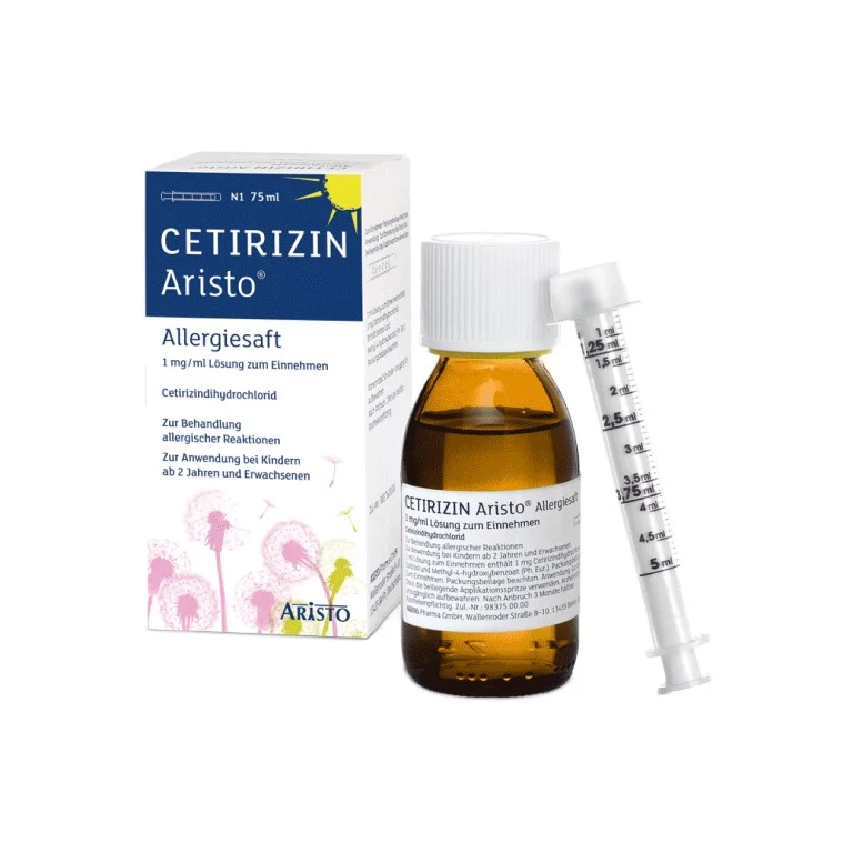 Cetirizin Aristo Allergiesaft 1 mg / ml zur Behandlung allergischer Reaktionen, 75 ml Lösung
