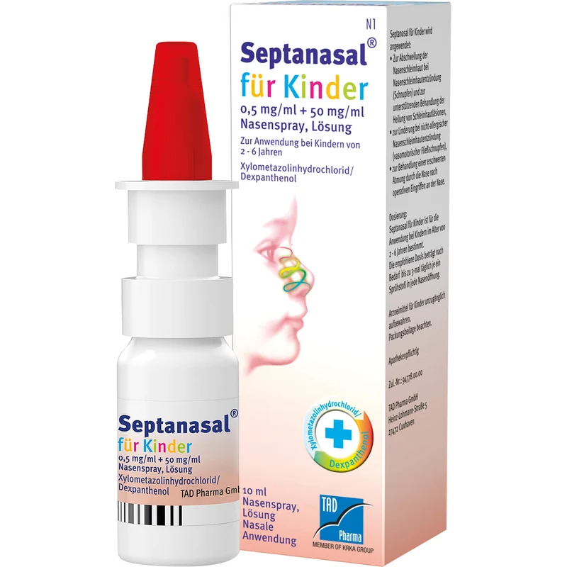 Septanasal für Kinder 0,5 mg/ml + 50 mg/ml Nasenspray, Lösung, 10 ml Lösung