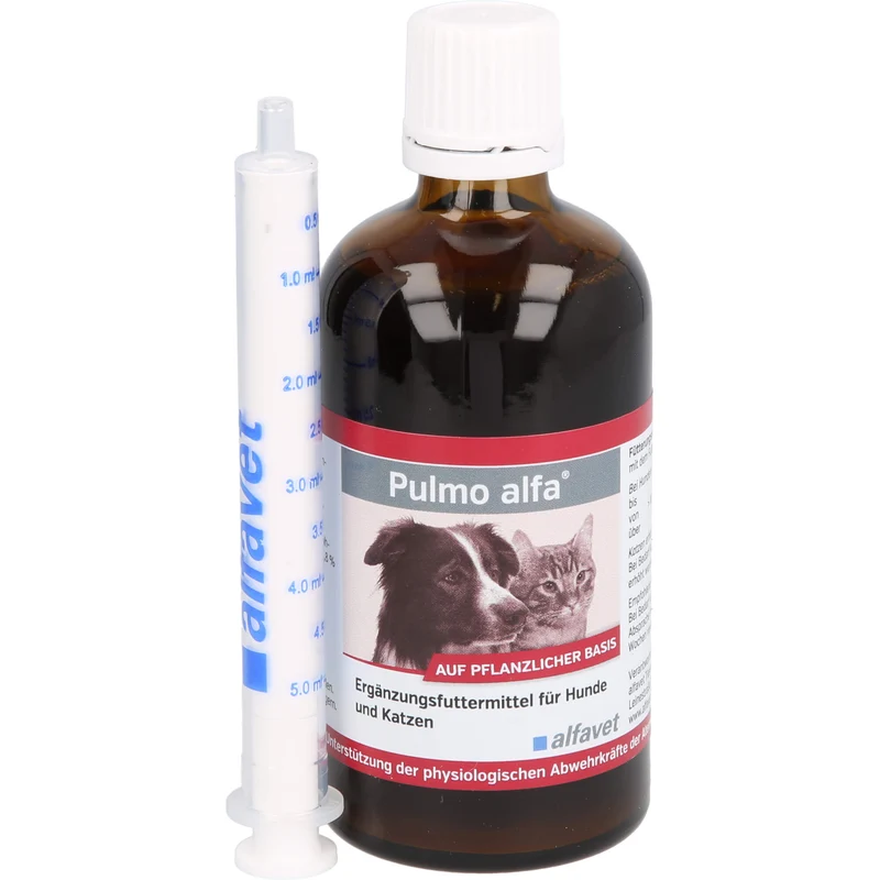 Pulmo alfa Lösung zur Unterstützung der physiologischen Abwehrkräfte der Atemwege für Hunde und Katzen, 100 ml Lösung