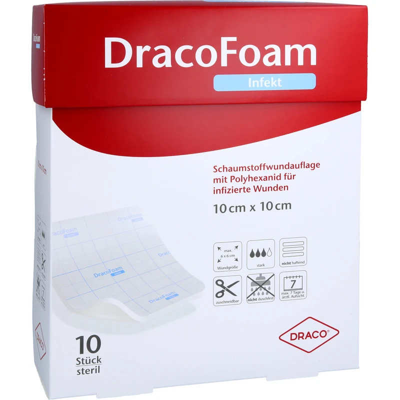 DracoFoam Infekt Schaumstoffverband für infizierte Wunden, 10 St VER