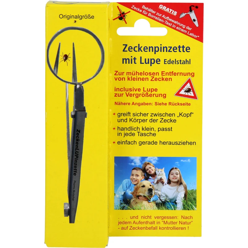 Pharma Brutscher Zeckenpinzette mit Lupe aus Chirurgenstahl, 1 St. Pinzette