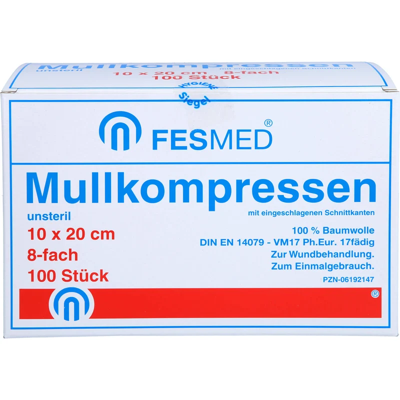 MULLKOMPRESSEN UNSTERIL 10X20 ES 8F, 100 St KOM