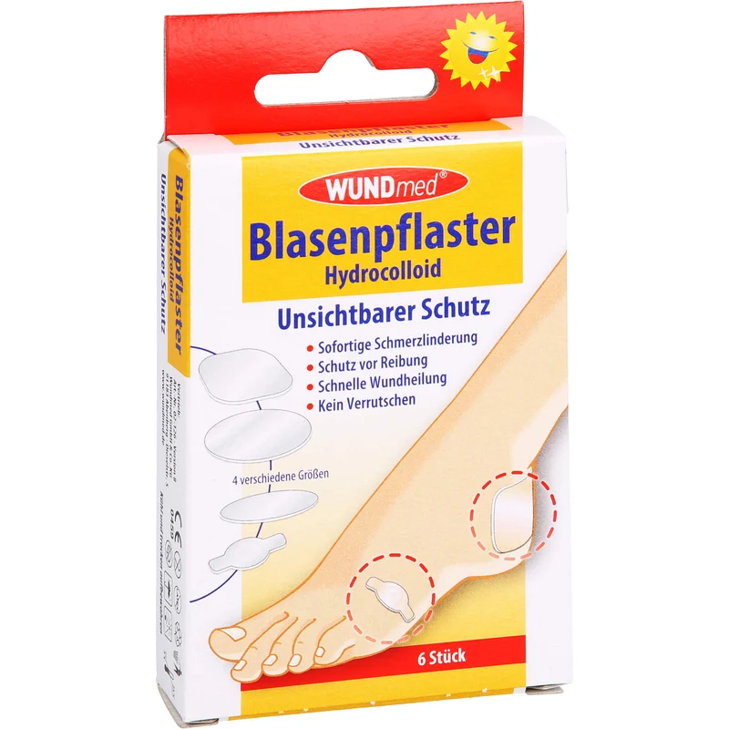 Blasenpflaster transparent 4 Größen hydrocolloid, 6 St