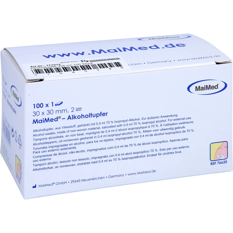 MaiMed Alkoholtupfer 30 x 30 mm weiß aus Vlies, 100 St. Tupfer