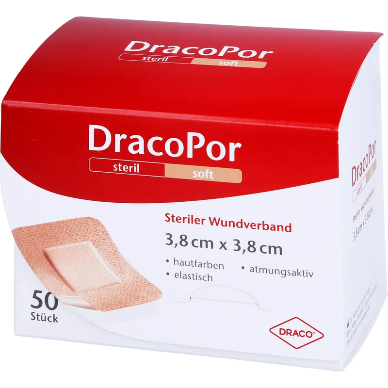 DRACOPOR Wundverband steril 3,8x3,8cm hautfarben, 50 St. Pflaster