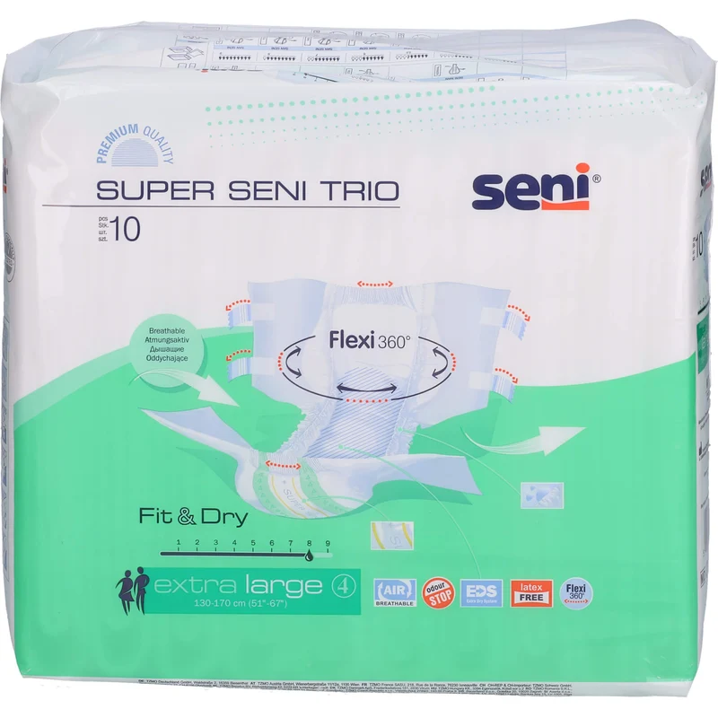 Seni Super Trio Inkontinenzhosen extra Large Gr.4, 10 St. Windeln