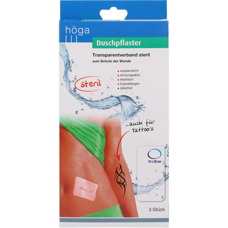 Höga Duschpflaster 10 x 20 cm Transparentverband steril, 3 St. Pflaster