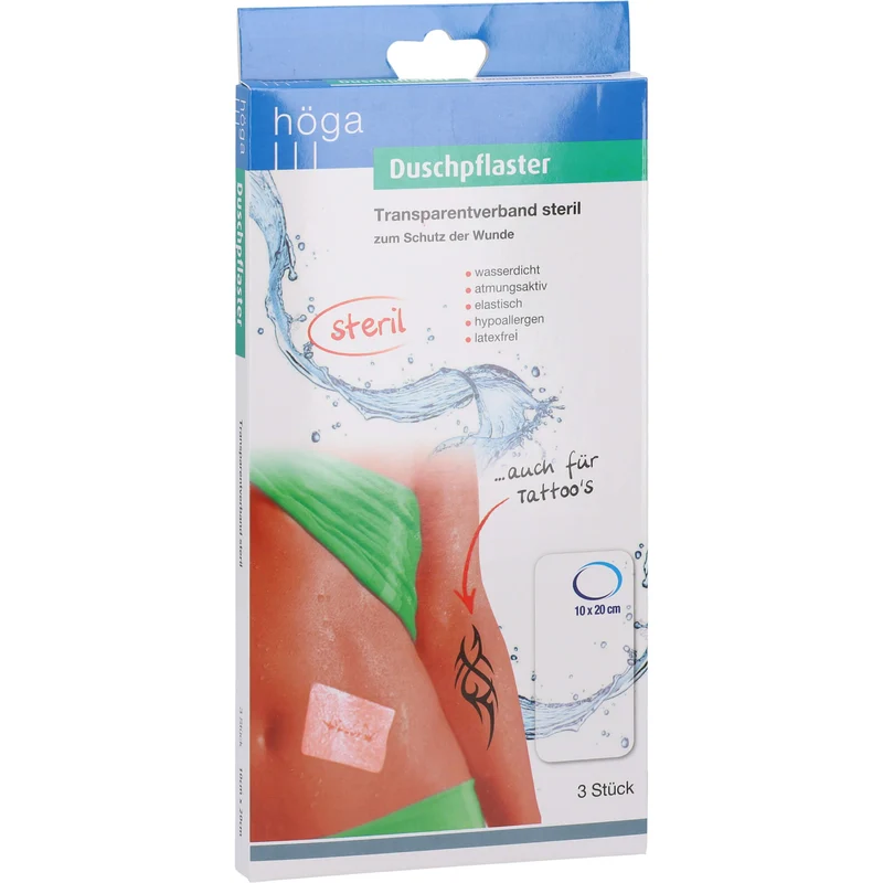 Höga Duschpflaster 10 x 20 cm Transparentverband steril, 3 St. Pflaster