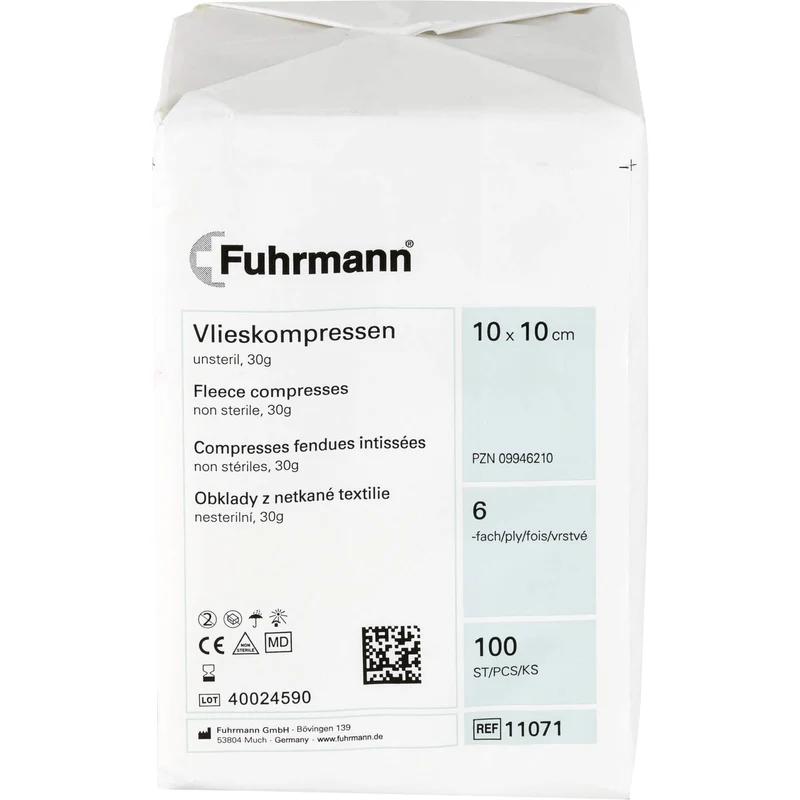 Fuhrmann Vlieskompressen 10 x 10 cm 6-lagig unsteril, 100 St. Kompressen