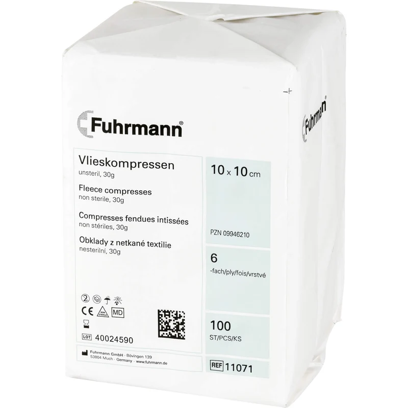 Fuhrmann Vlieskompressen 10 x 10 cm 6-lagig unsteril, 100 St. Kompressen