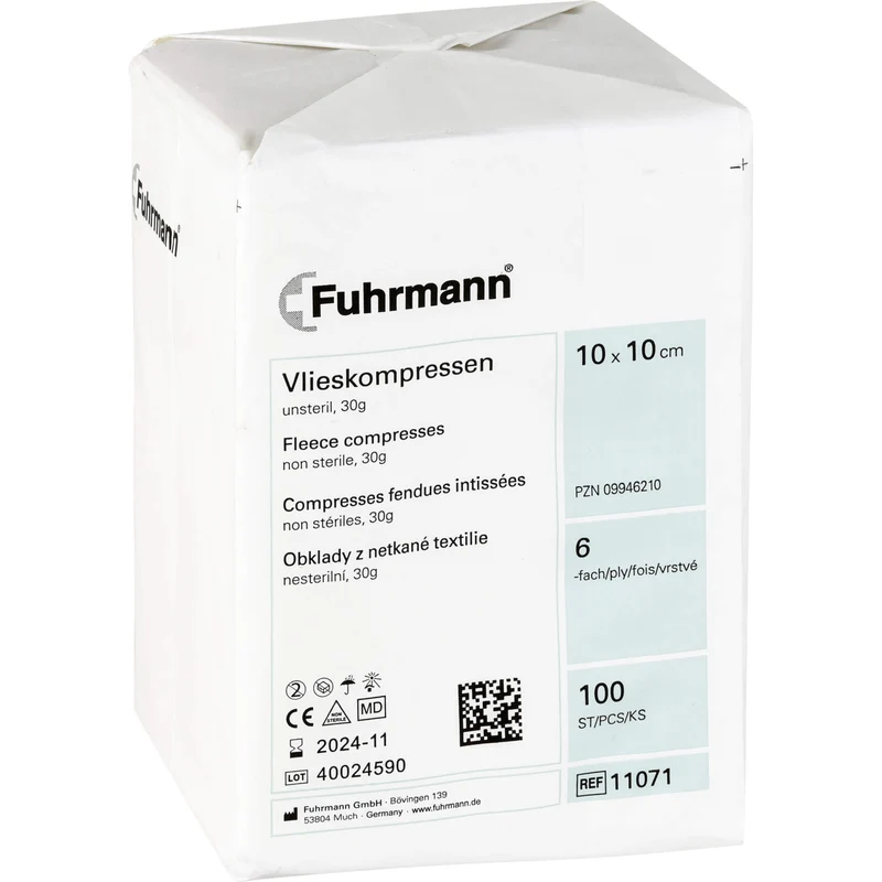 Fuhrmann Vlieskompressen 10 x 10 cm 6-lagig unsteril, 100 St. Kompressen