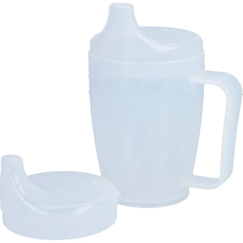 Dr. Junghans Einnehmebecher 250 ml mit Griff weiß 2 Deckel 4 und 12 mm, 1 St. Becher