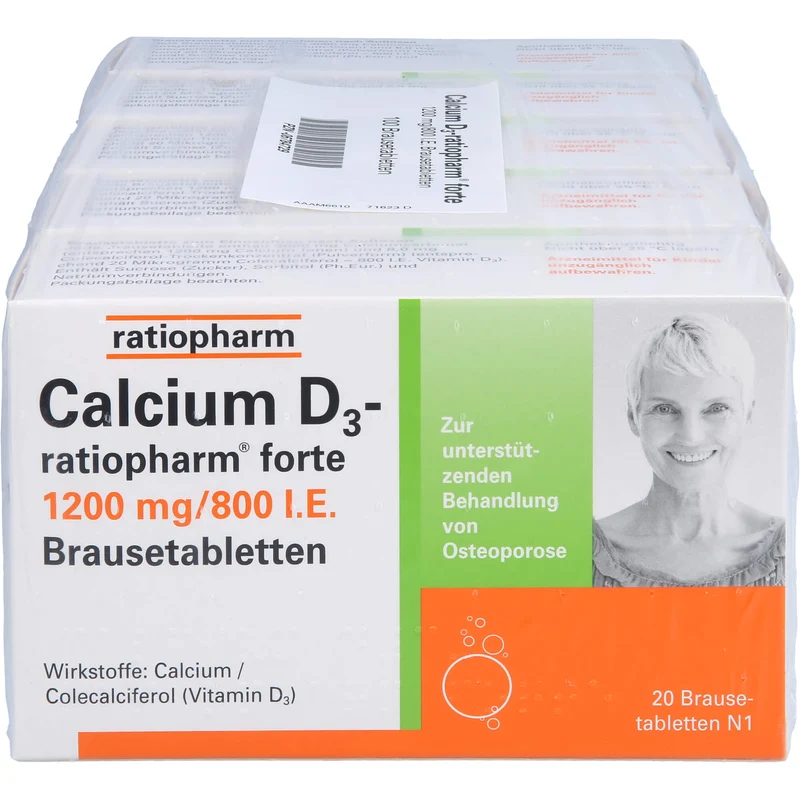 Calcium D3-ratiopharm® forte, 1200mg/800 I.E. Brausetabletten, 100 St BTA