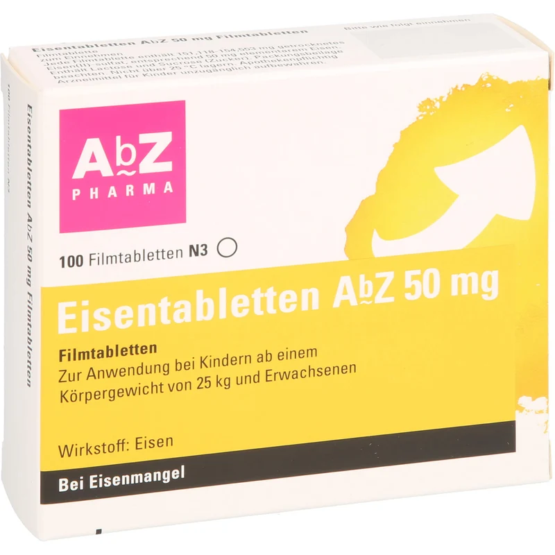 Eisentabletten AbZ 50 mg Filmtabletten, 100 St. Tabletten