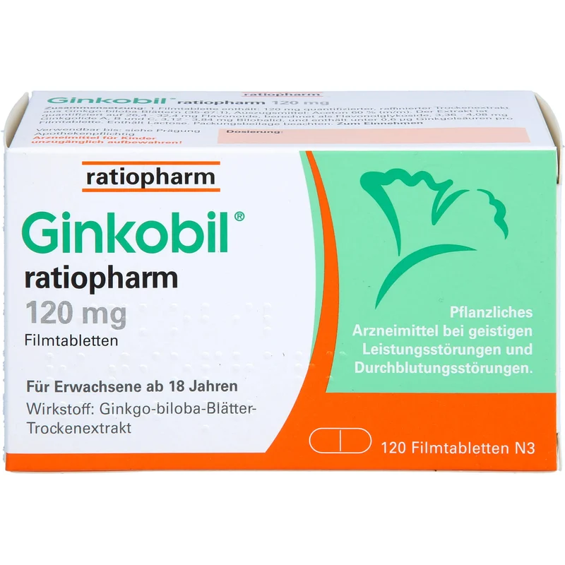 Ginkobil ratiopharm 120 mg Filmtabletten bei geistigen Leistungsstörungen und Durchblutungsstörungen, 120 St. Tabletten