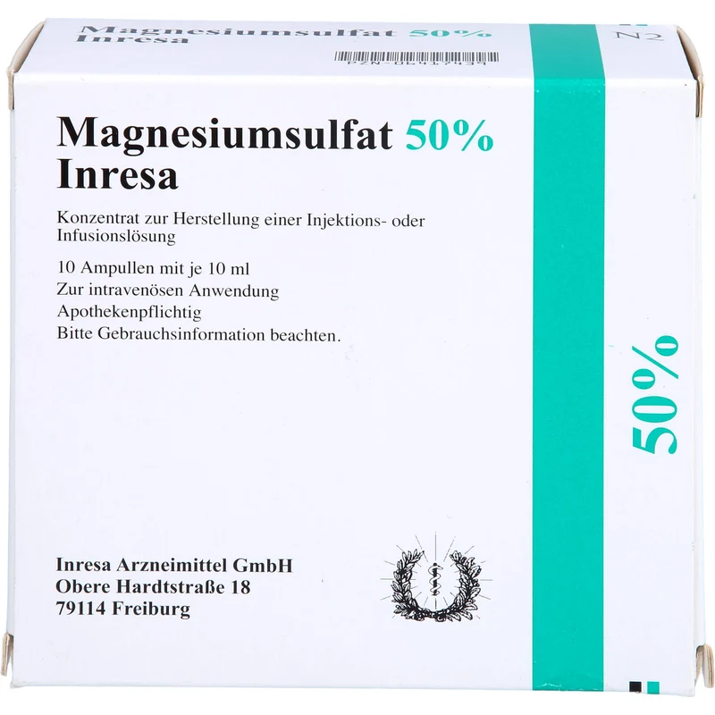 Magnesiumsulfat 50 % Inresa Konzentrat bei Schwangerschaftsvergiftung und Krämpfen, 100 ml Lösung