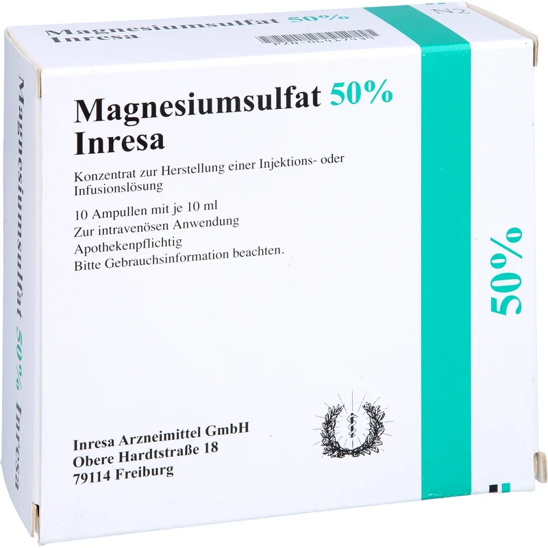 Magnesiumsulfat 50 % Inresa Konzentrat bei Schwangerschaftsvergiftung und Krämpfen, 100 ml Lösung