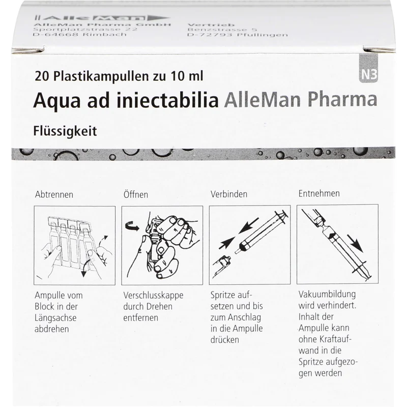DELTAMEDICA Aqua ad injectabilia 10 ml Plastikampullen, 20 St. Ampullen