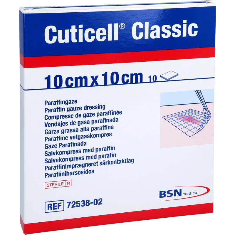 Cuticell Classic 10 x 10 cm Paraffingaze, 10 St. Wundgaze