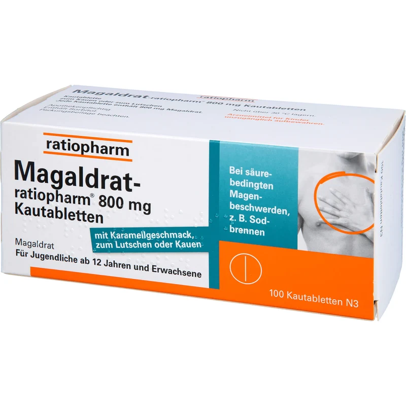 Magaldrat-ratiopharm 800 mg Kautabletten bei säurebedingten Magenbeschwerden z.B. Sodbrennen, 100 St. Tabletten