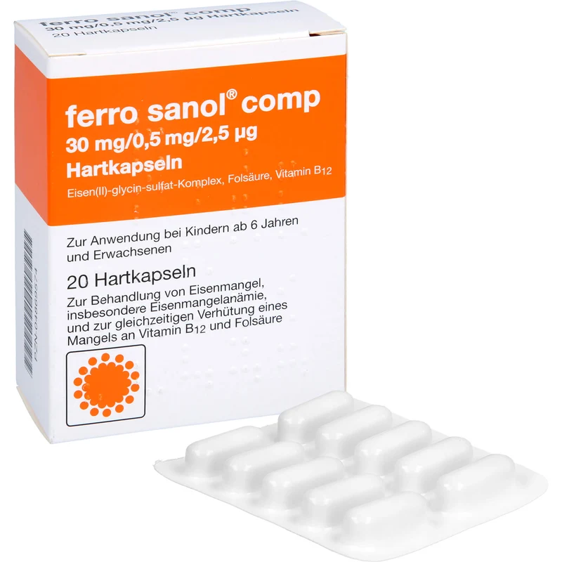 Ferro Sanol comp 30 mg / 0,5 mg / 2,5 µg Hartkapseln, 20 St. Kapseln