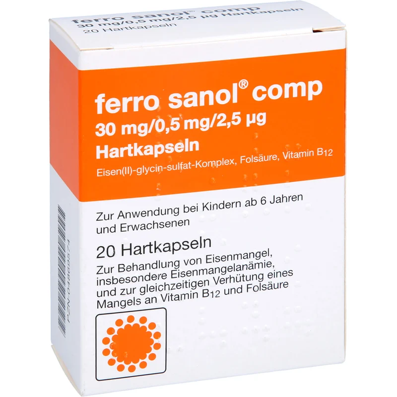 Ferro Sanol comp 30 mg / 0,5 mg / 2,5 µg Hartkapseln, 20 St. Kapseln