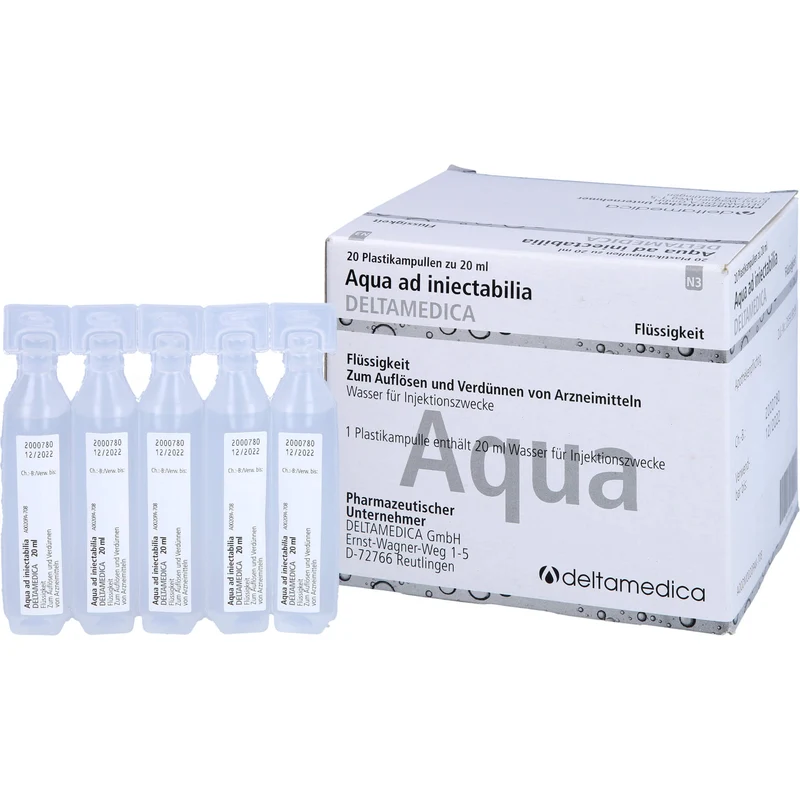 DELTAMEDICA Aqua ad injectabilia 20 ml Lösung, 20 St. Ampullen